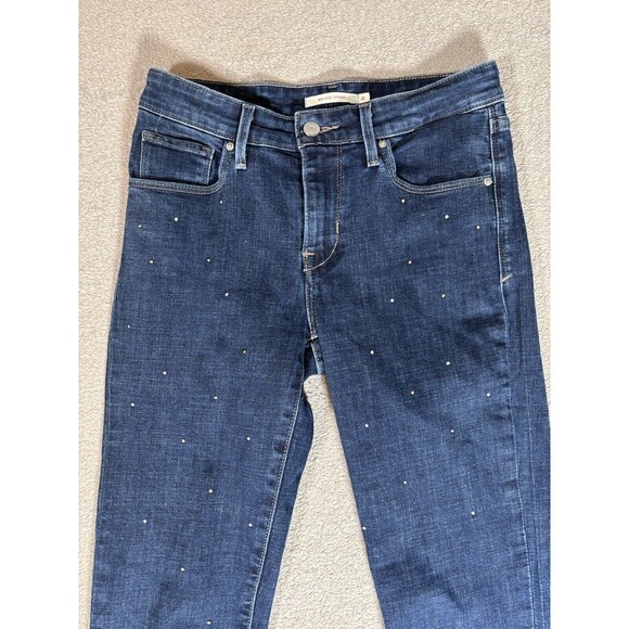 Levi’s Women’s Mid Rise Skinny Jeans Size 4 Fit 28x29 Metal Studs Blue Jeans - Picture 2 of 10